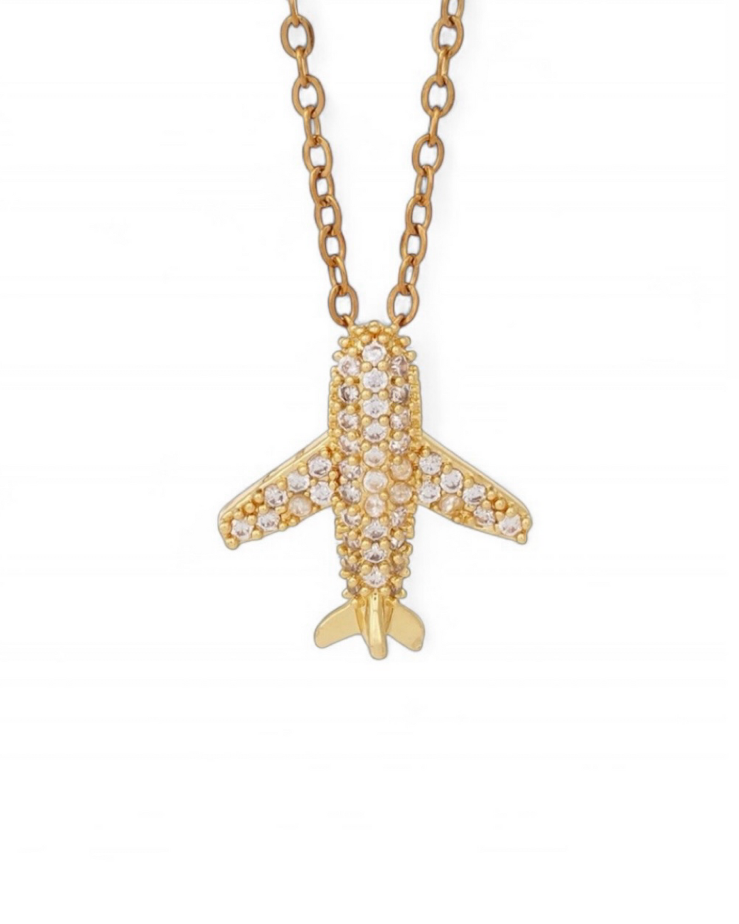 Zirconia Airplane Necklace