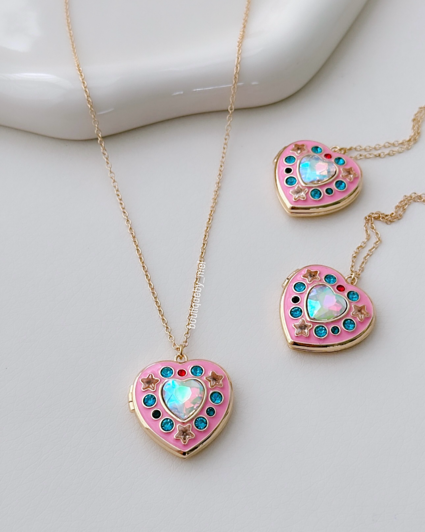 Glam Pink Heart Necklace