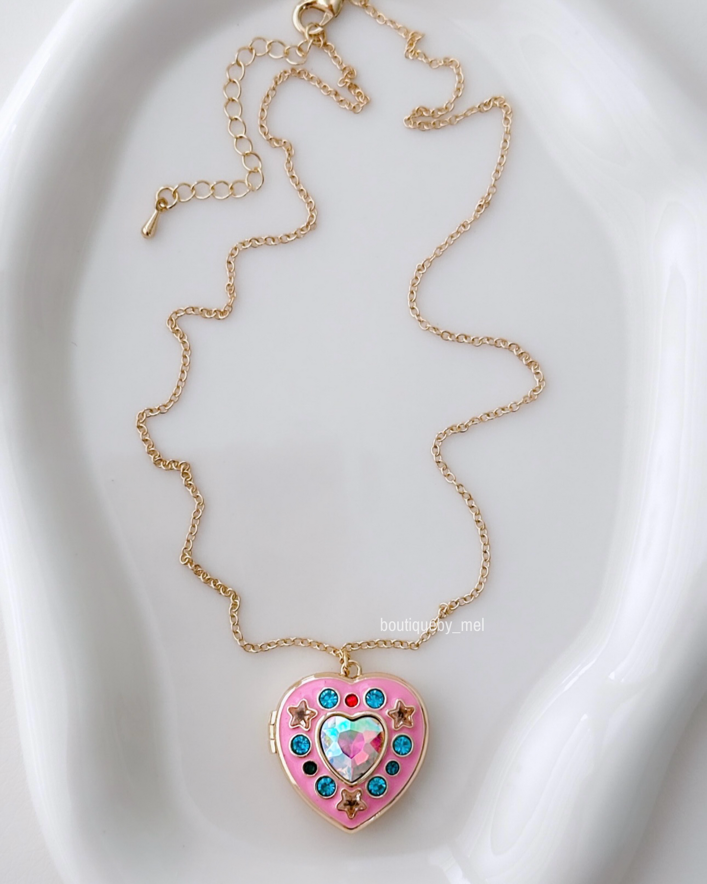 Glam Pink Heart Necklace