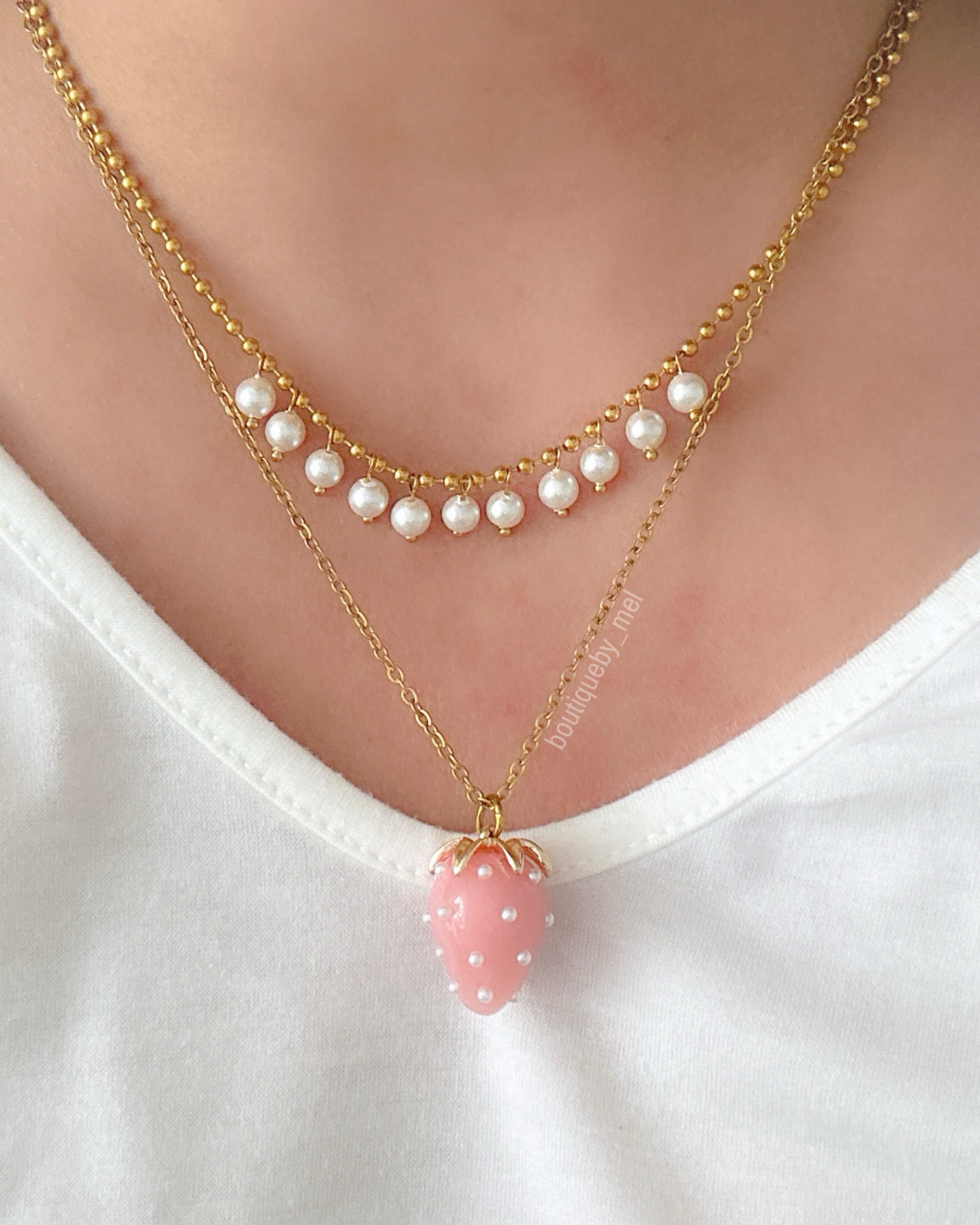 Pink Strawberry Necklace