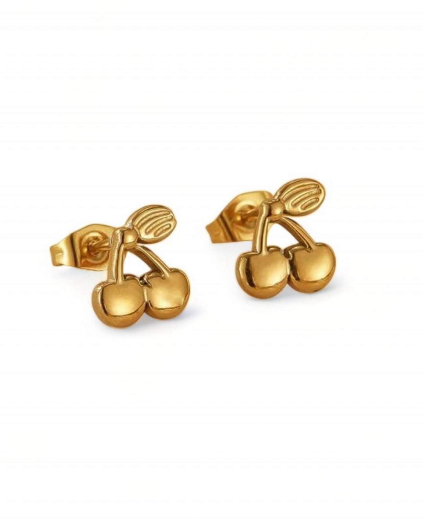 Golden Cherry Stud Earrings