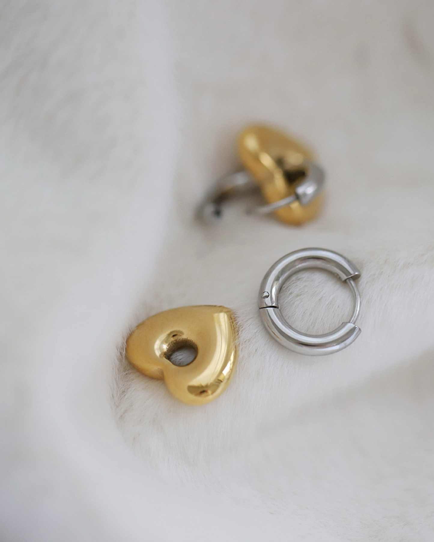 Two Tones Heart Hoops