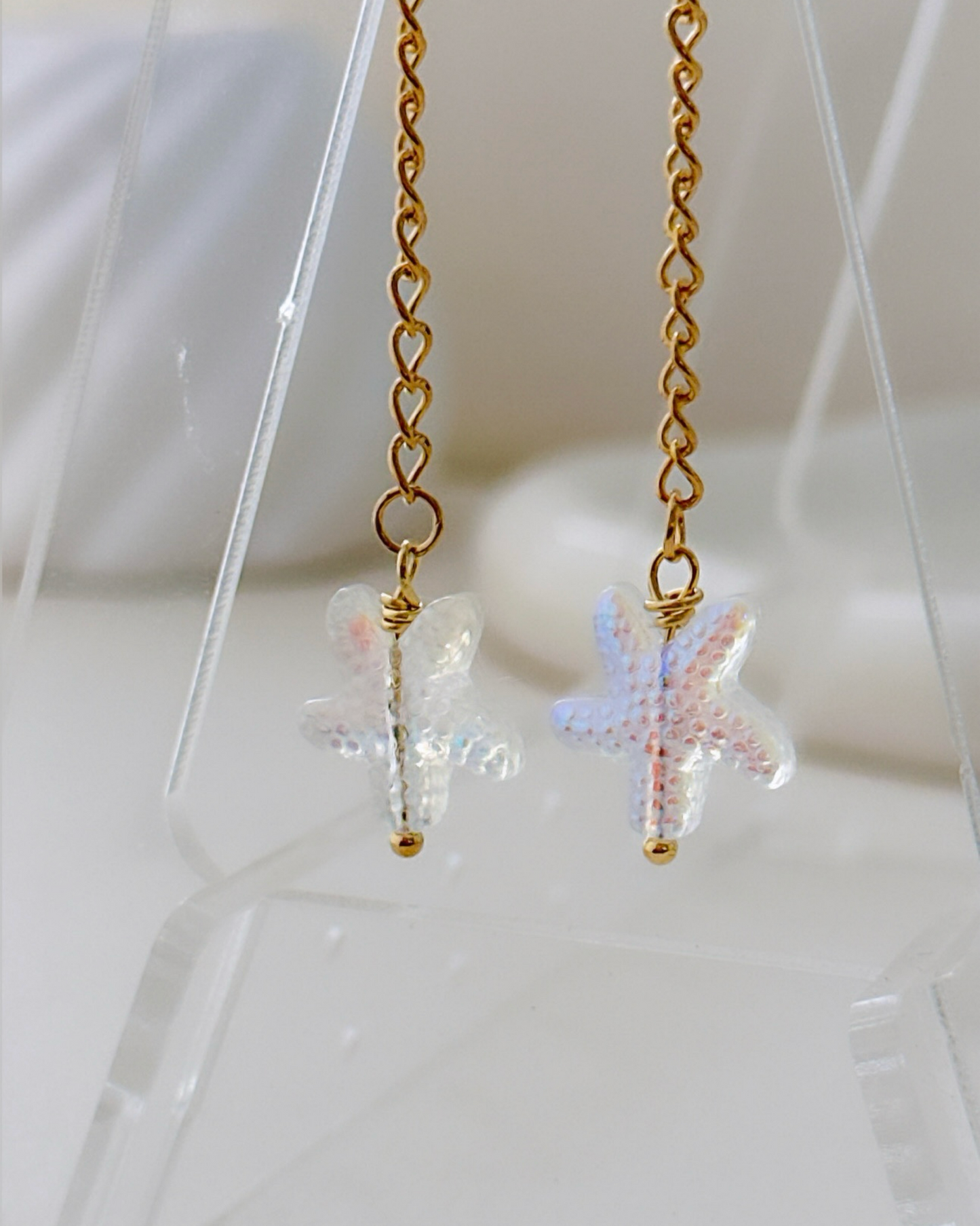 Holographic Starfish Earrings