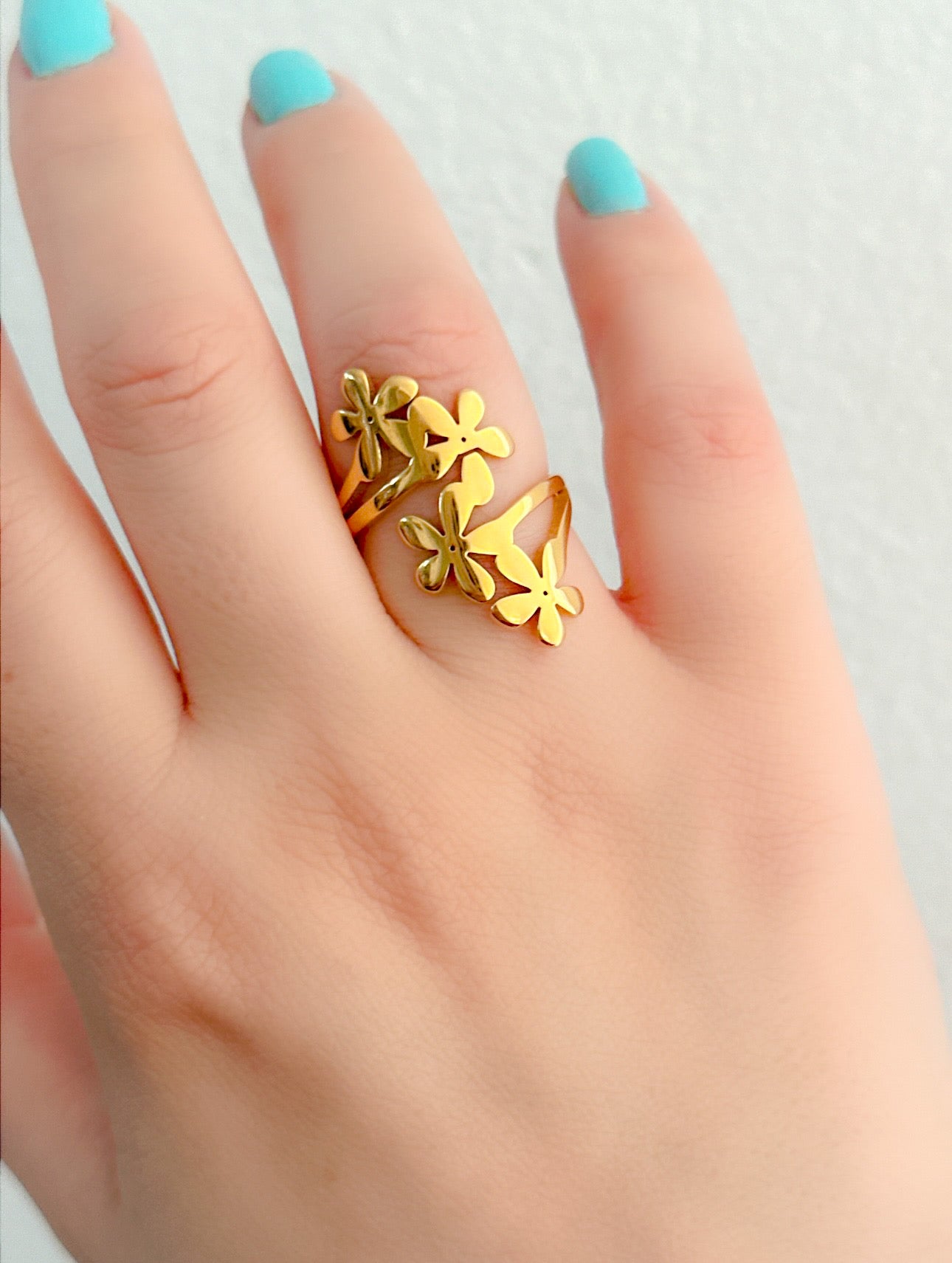 Golden Flowers Ring