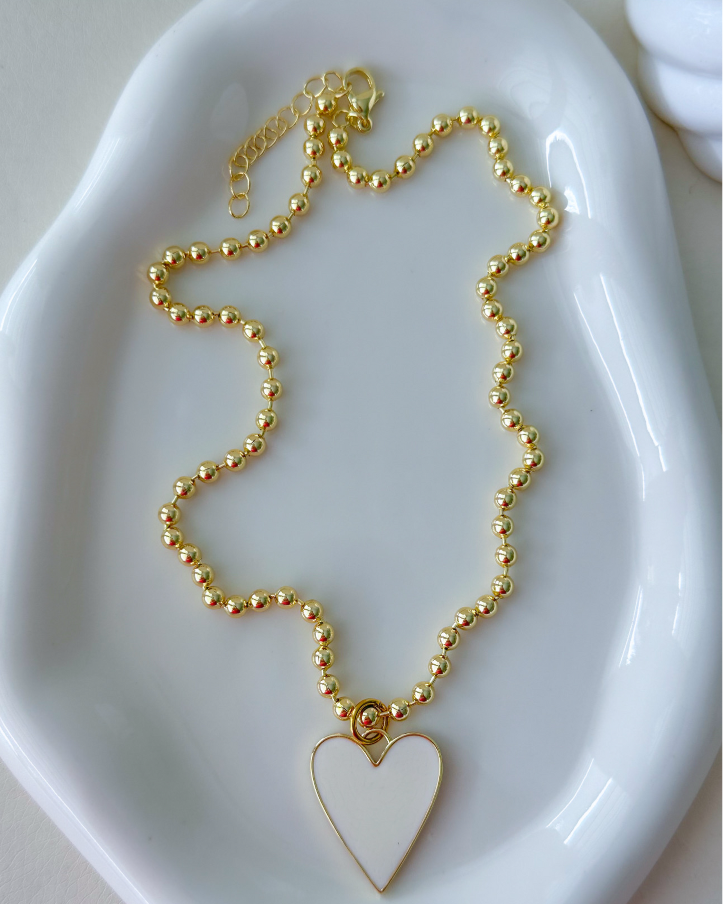 White Heart Necklace