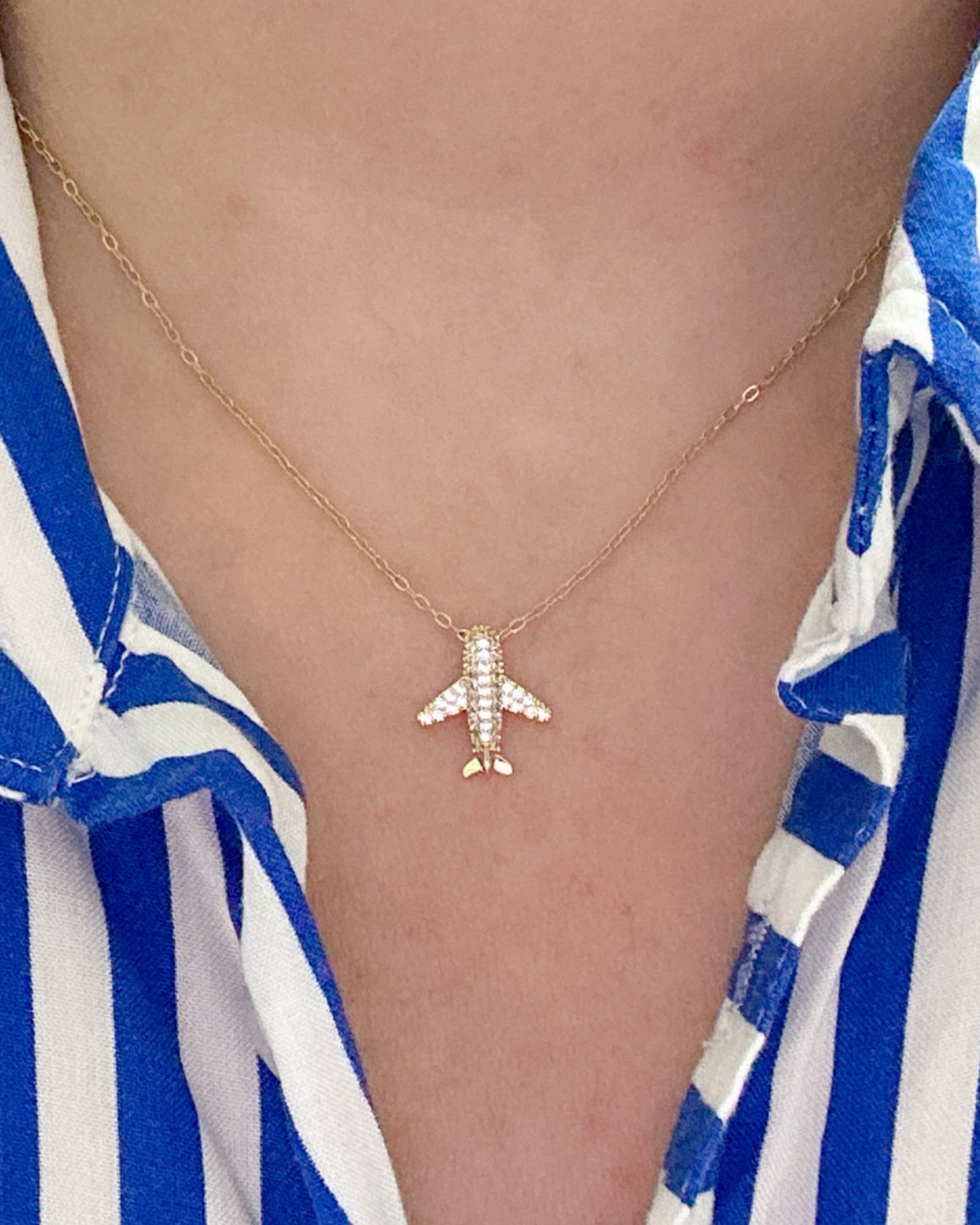 Zirconia Airplane Necklace