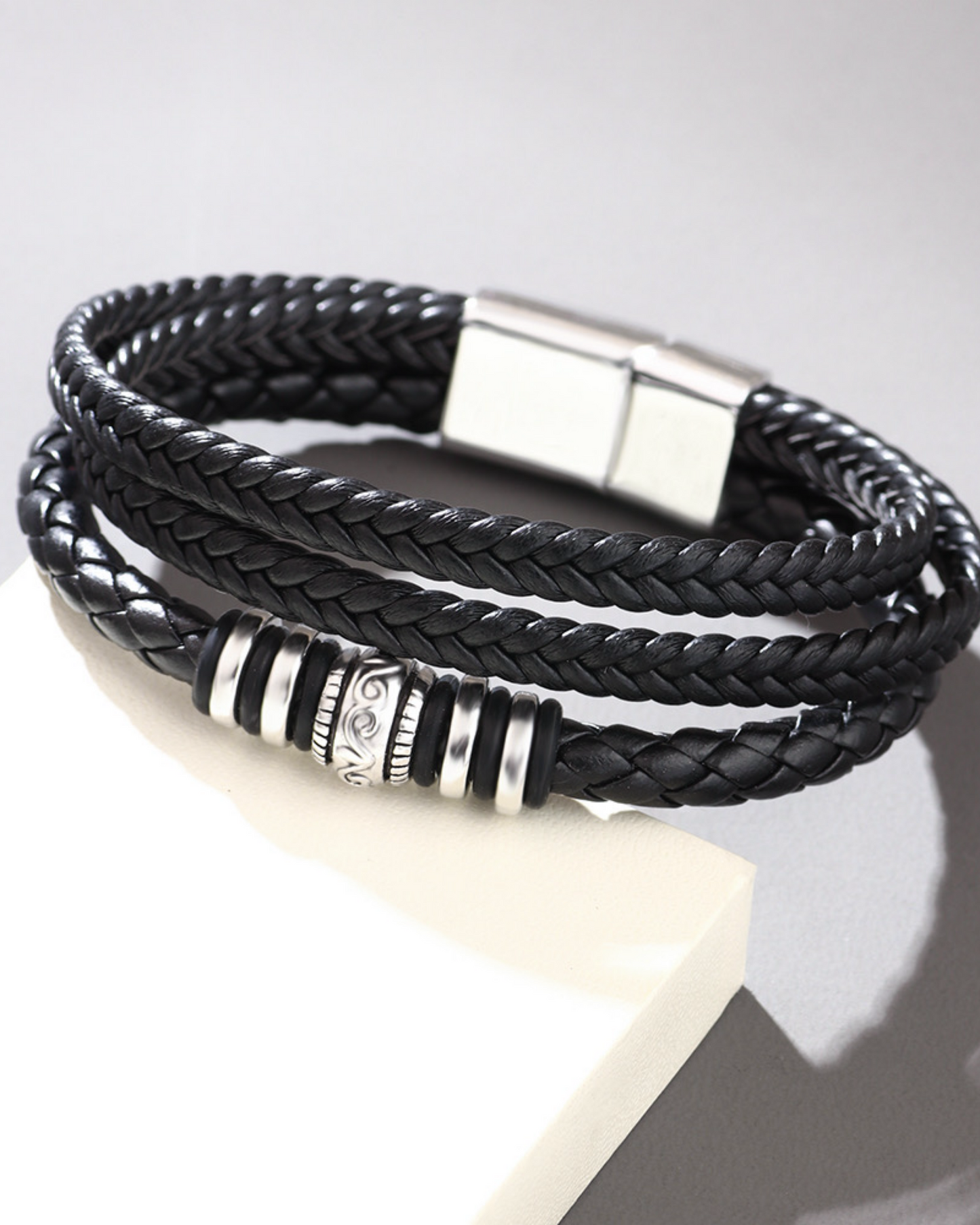 Men Silver Triple Bracelet