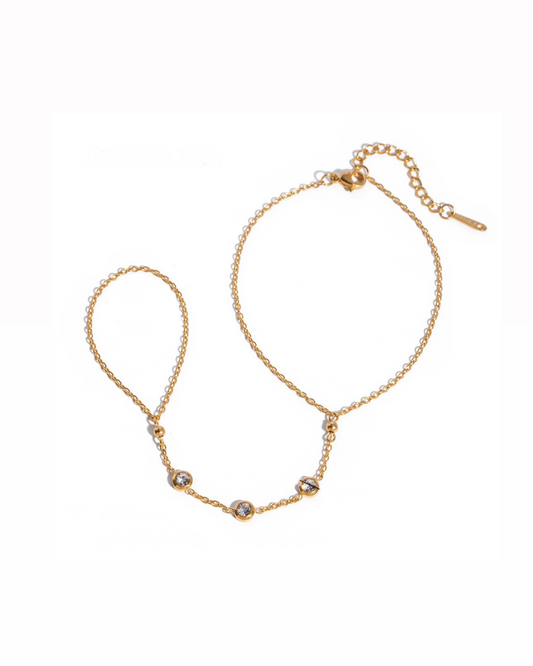 Zirconia Ring Bracelet Chain
