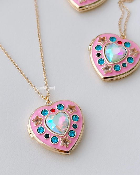 Glam Pink Heart Necklace