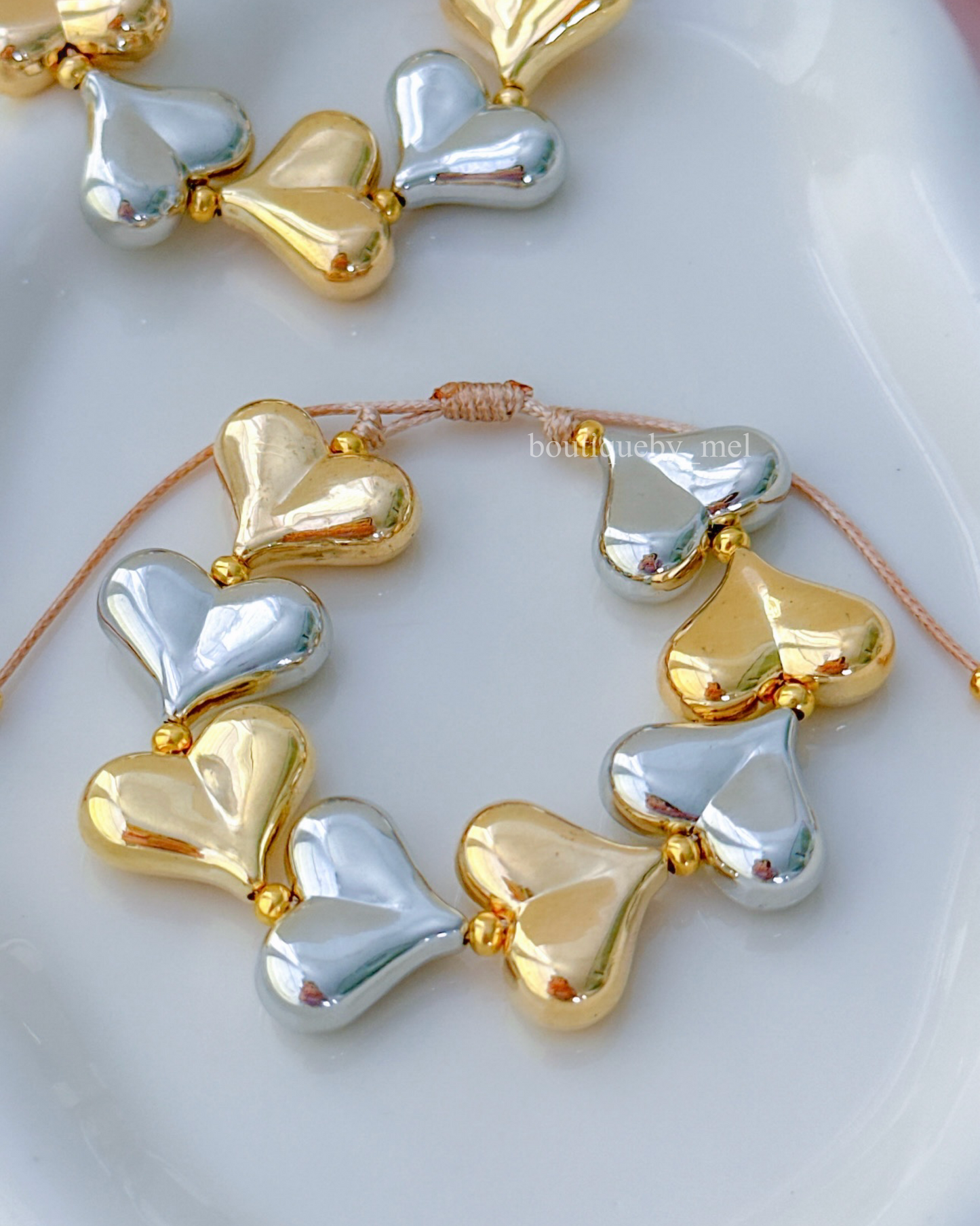 Two Tone Hearts Bracelet