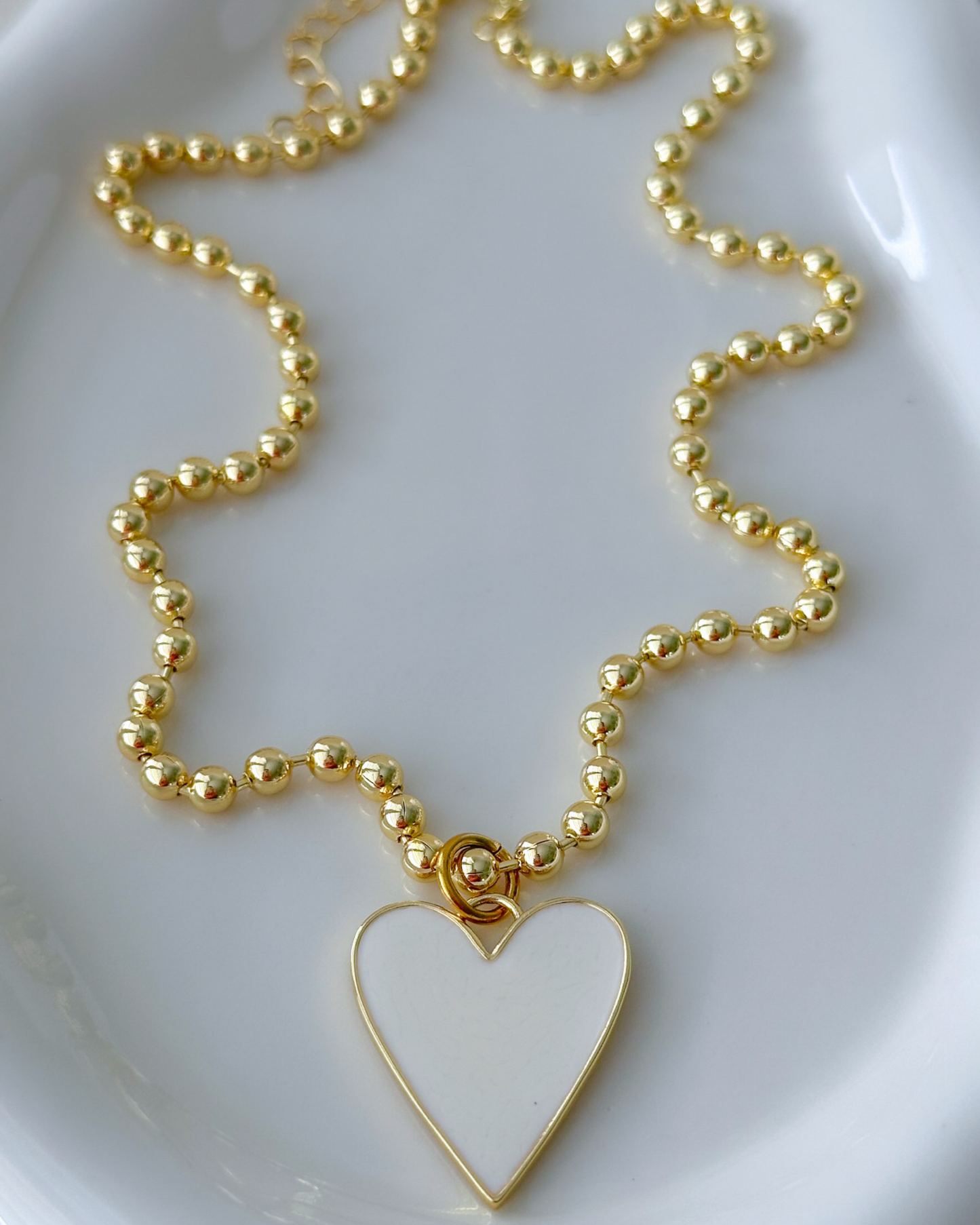 White Heart Necklace