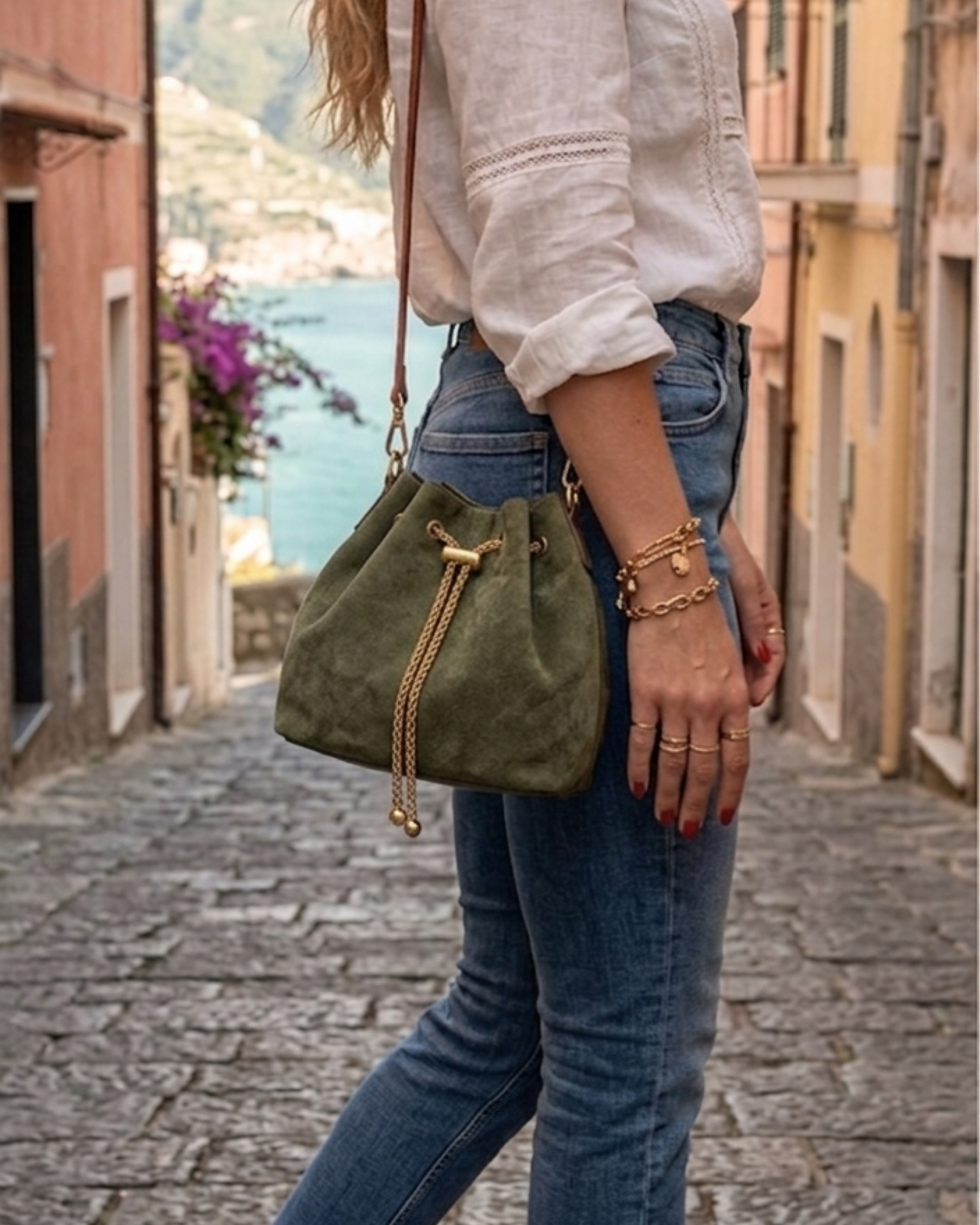 Suede Bucket Bag
