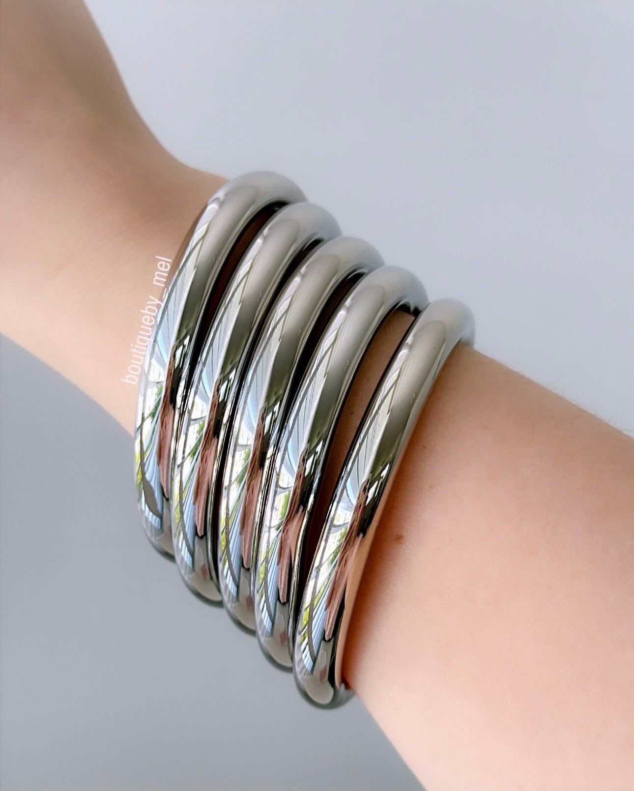 Chunky Silver Bangle (8mm)