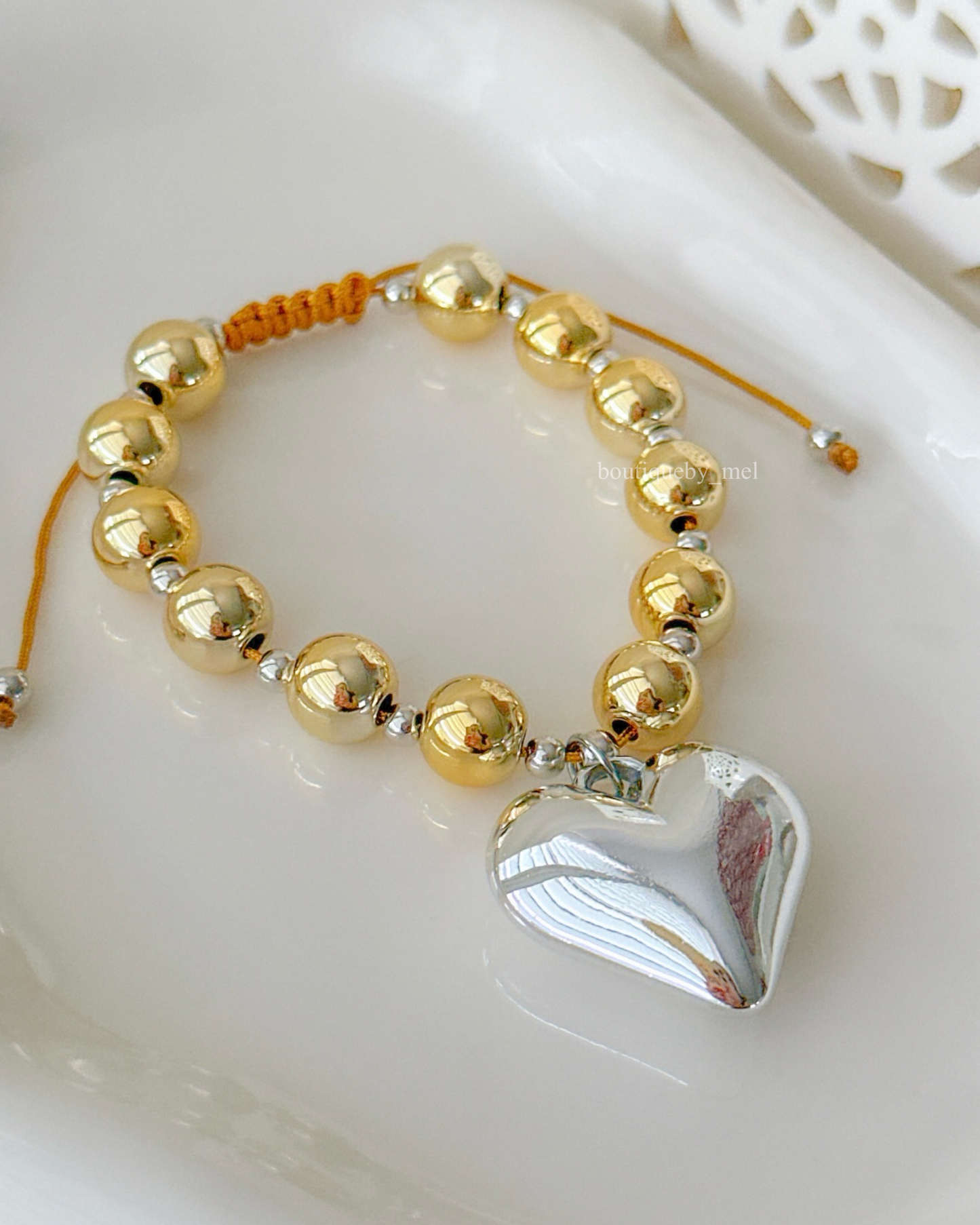 Two Tone Heart Bracelet