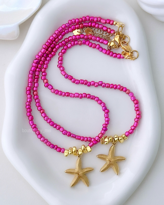 Metallic Pink Seastar Necklace