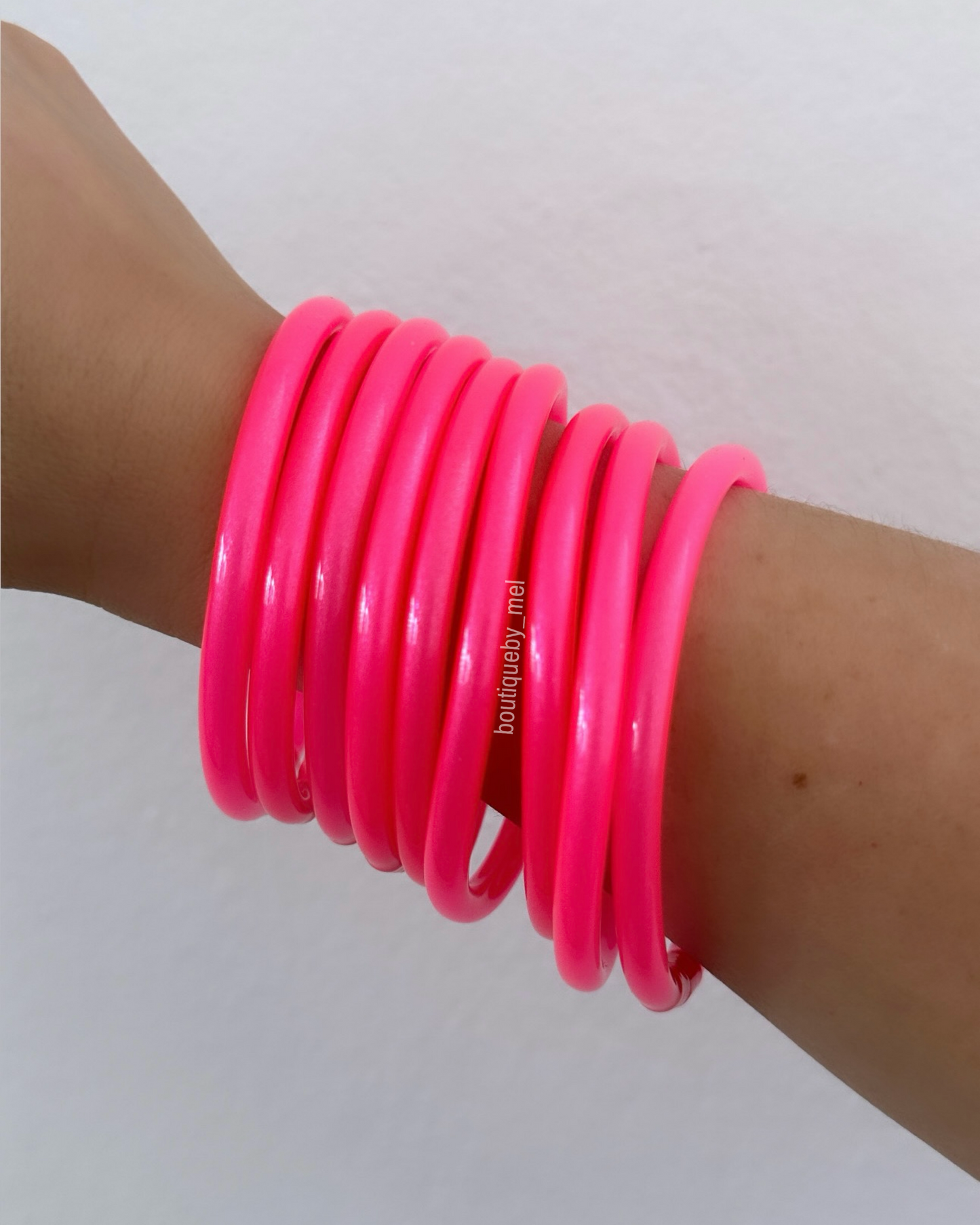 Hot Pink Jelly Bangles (set of 9)