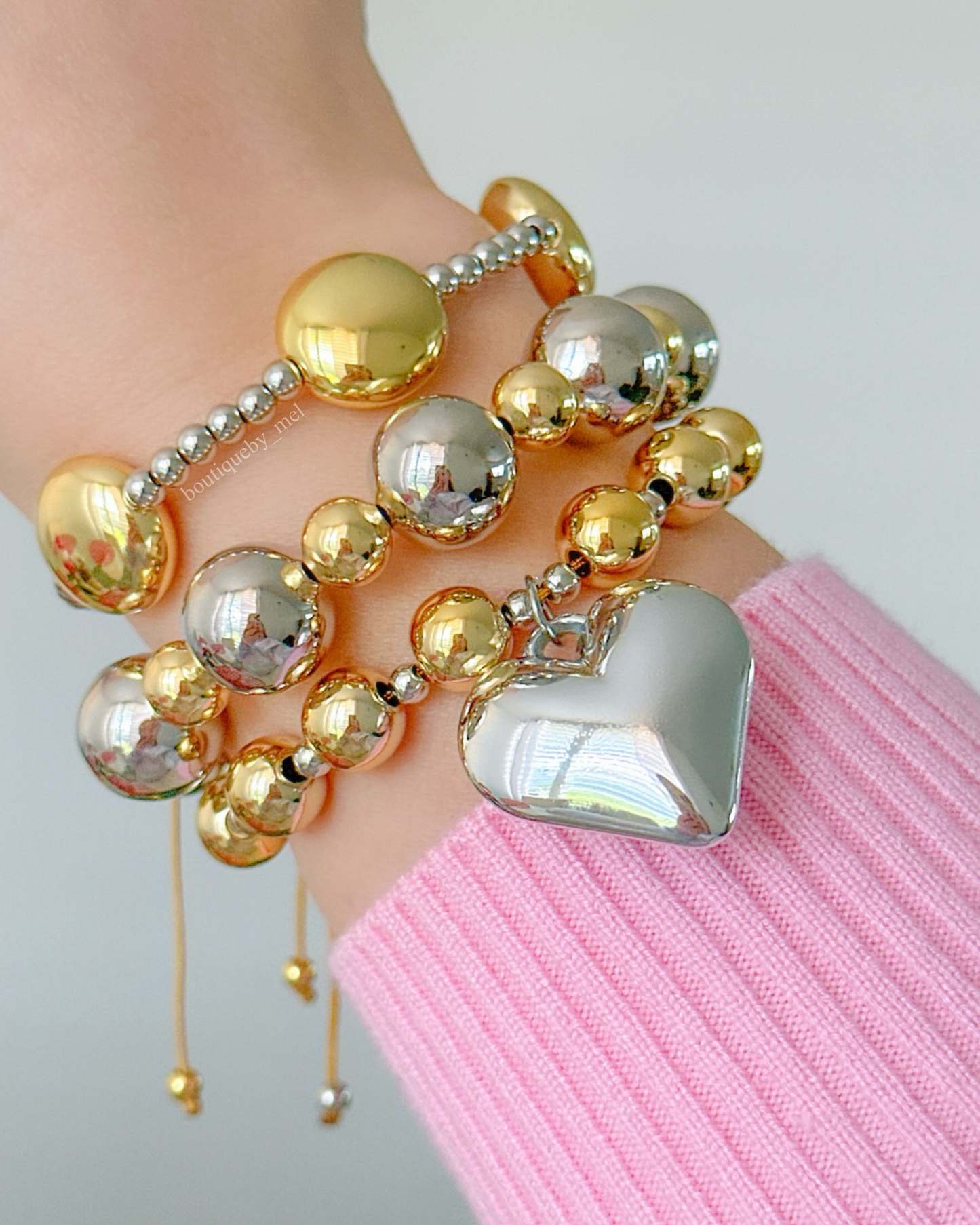 Two Tone Heart Bracelet