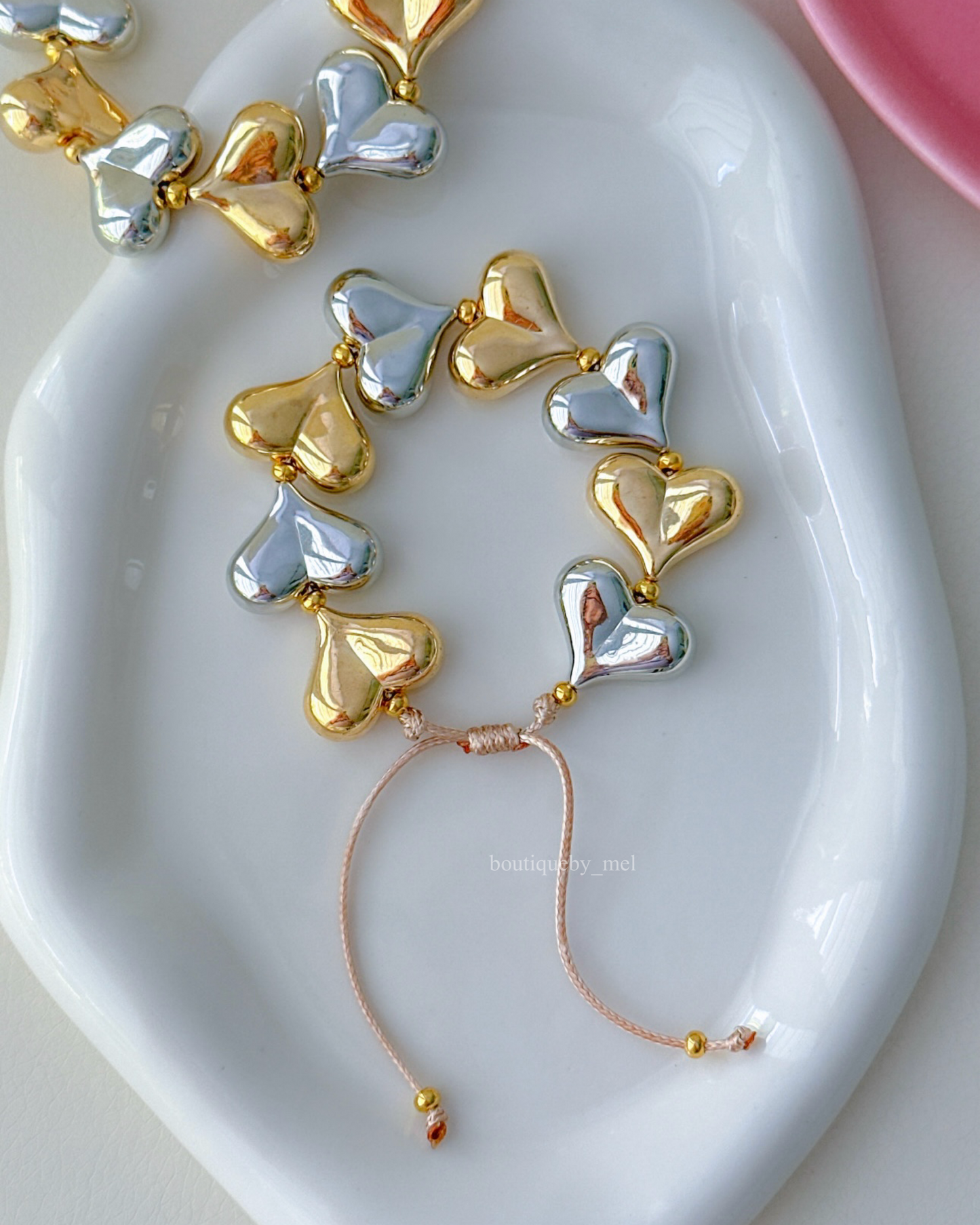 Two Tone Hearts Bracelet