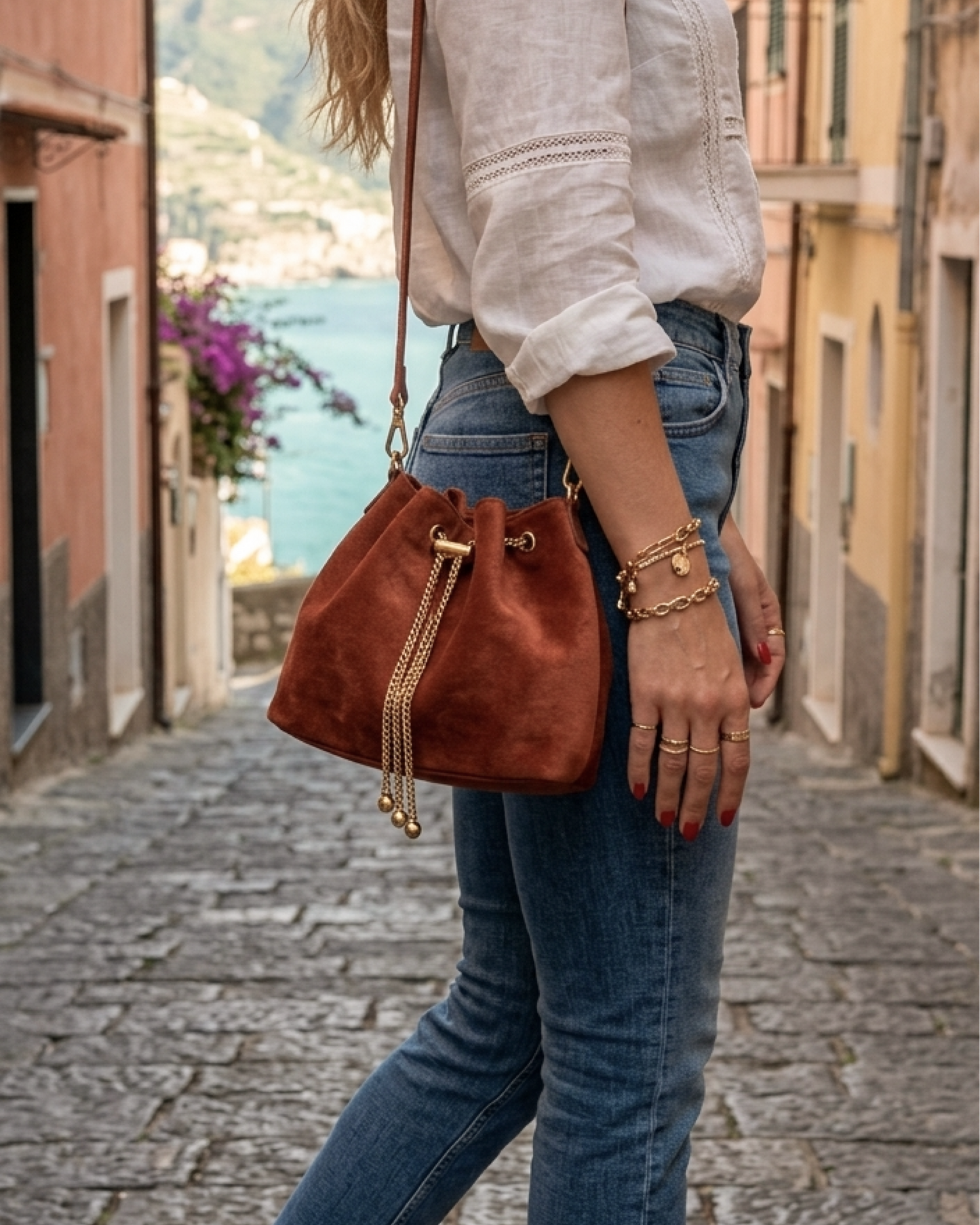 Suede Bucket Bag