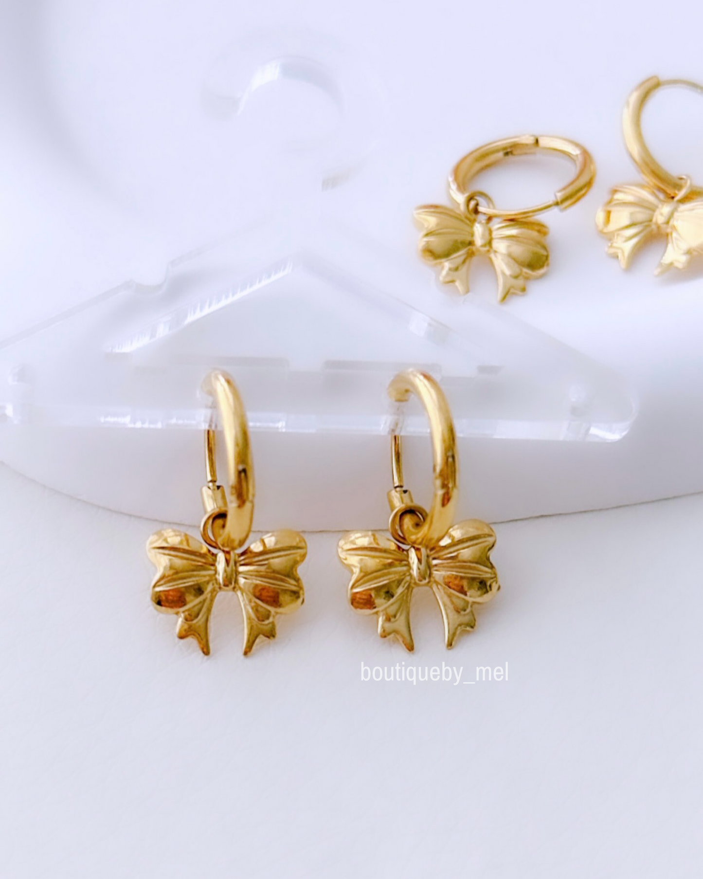 Golden Bow Hoop Earrings