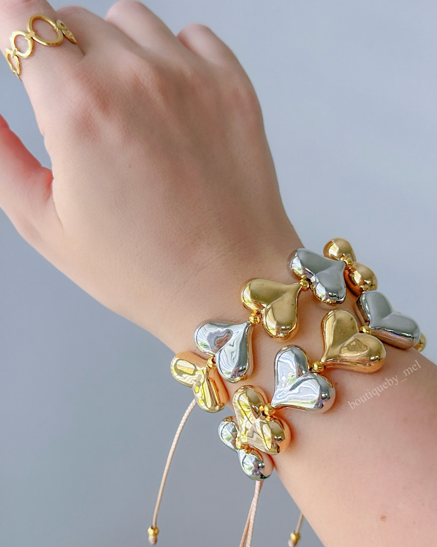 Two Tone Hearts Bracelet