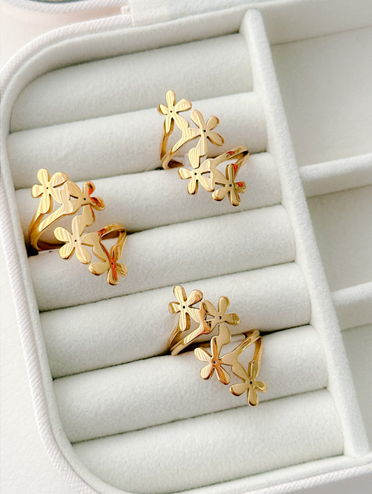 Golden Flowers Ring