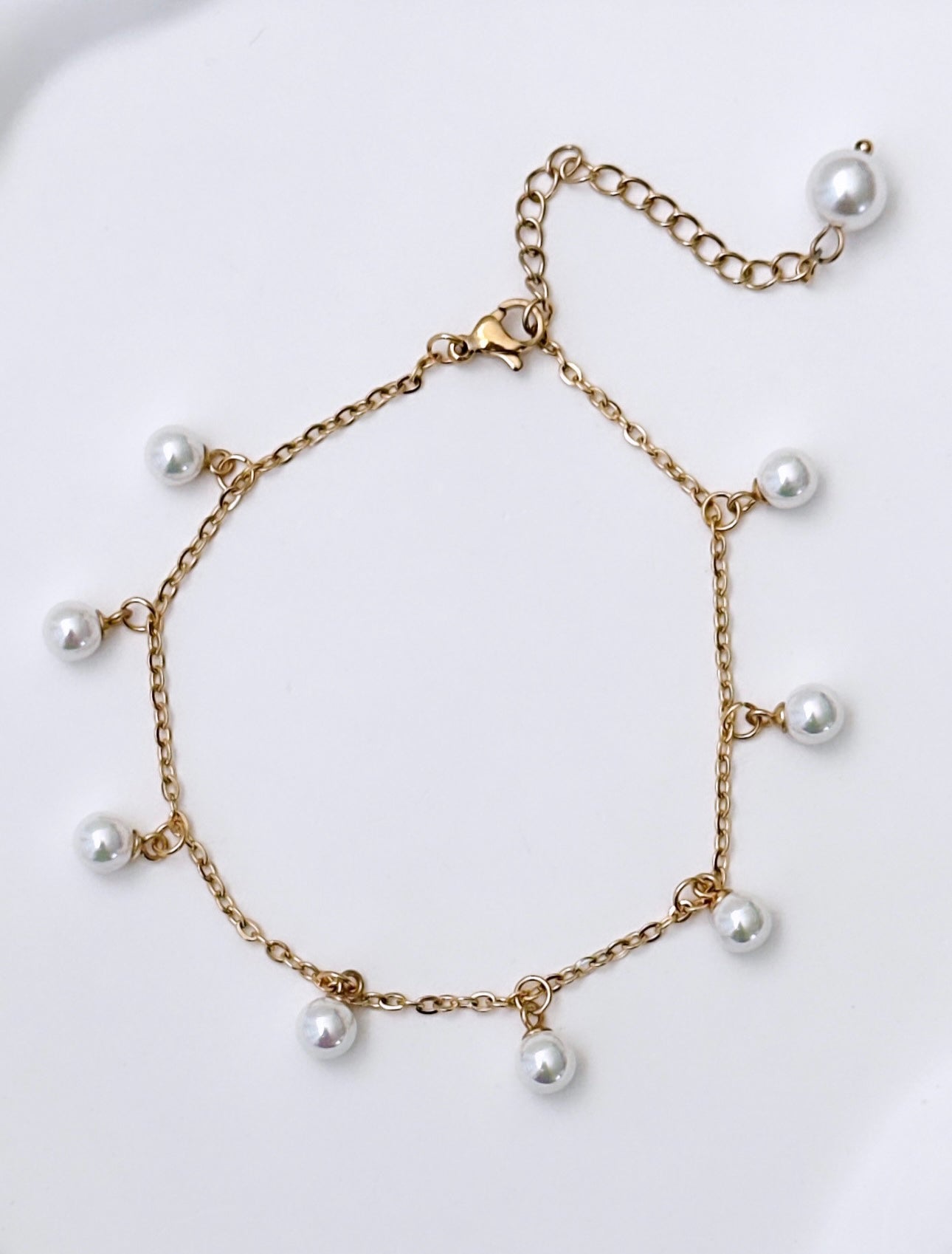 White Pearls Anklet