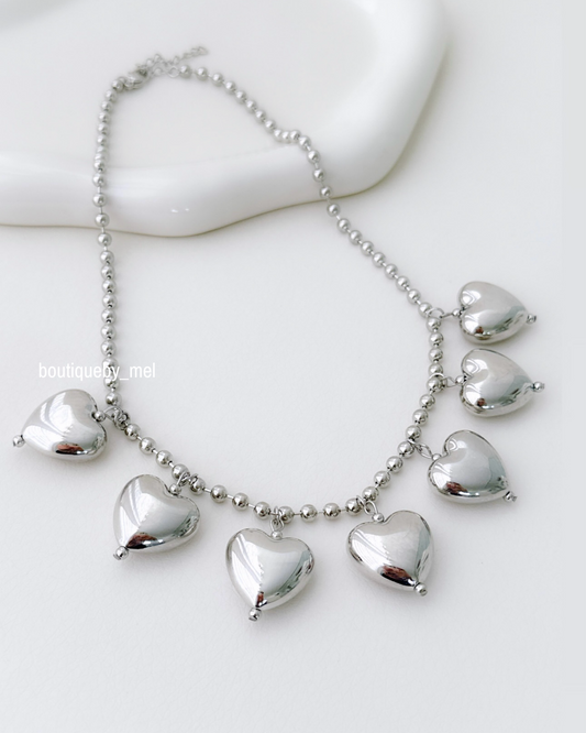 Silver Heart Charms Necklace