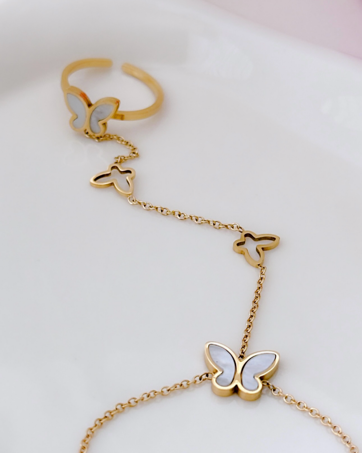 Ring Bracelet Butterfly Chain