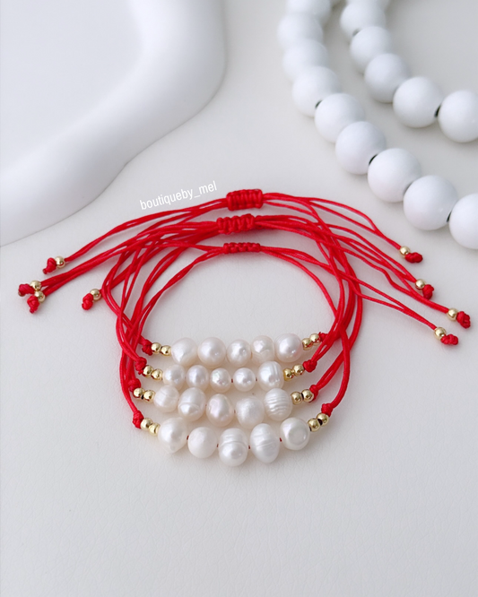 Red & Pearls Bracelet