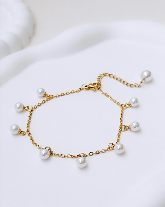 White Pearls Anklet