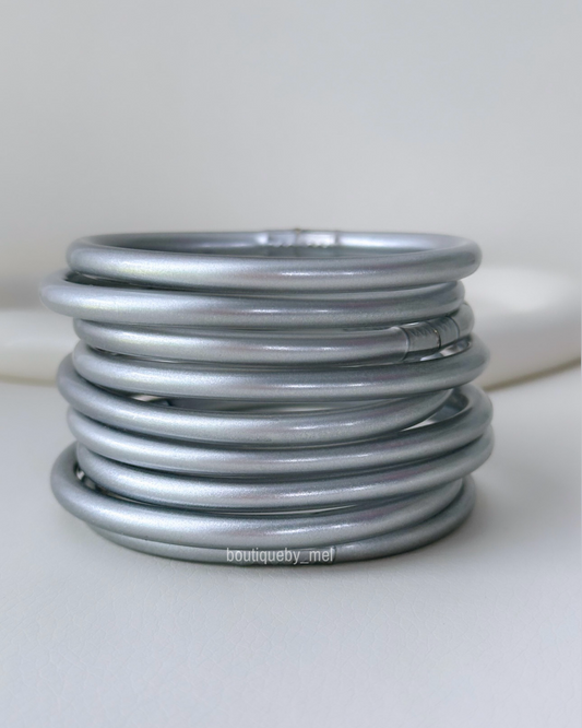 Silver Jelly Bangles (set of 9)