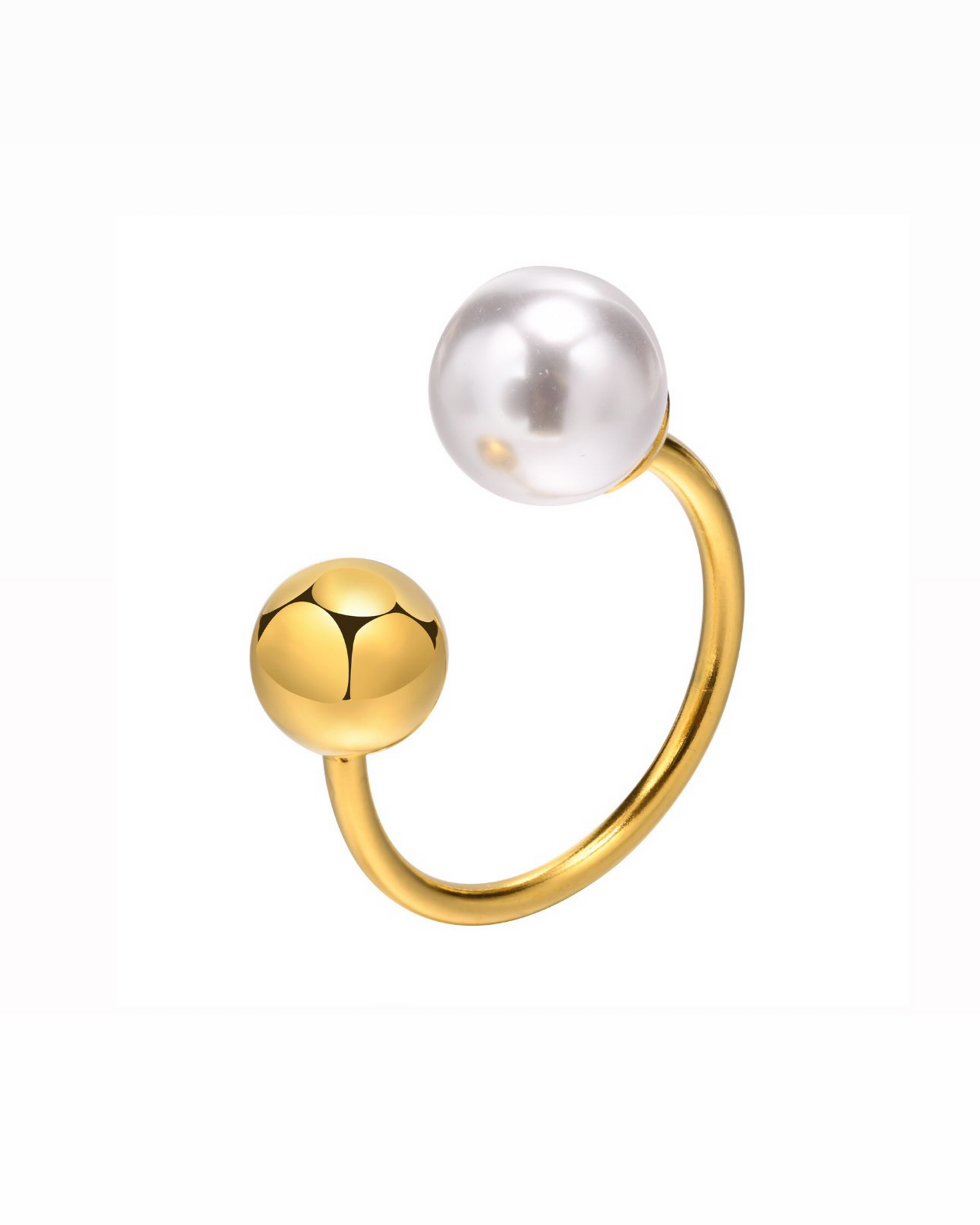 White & Gold Ball Ring