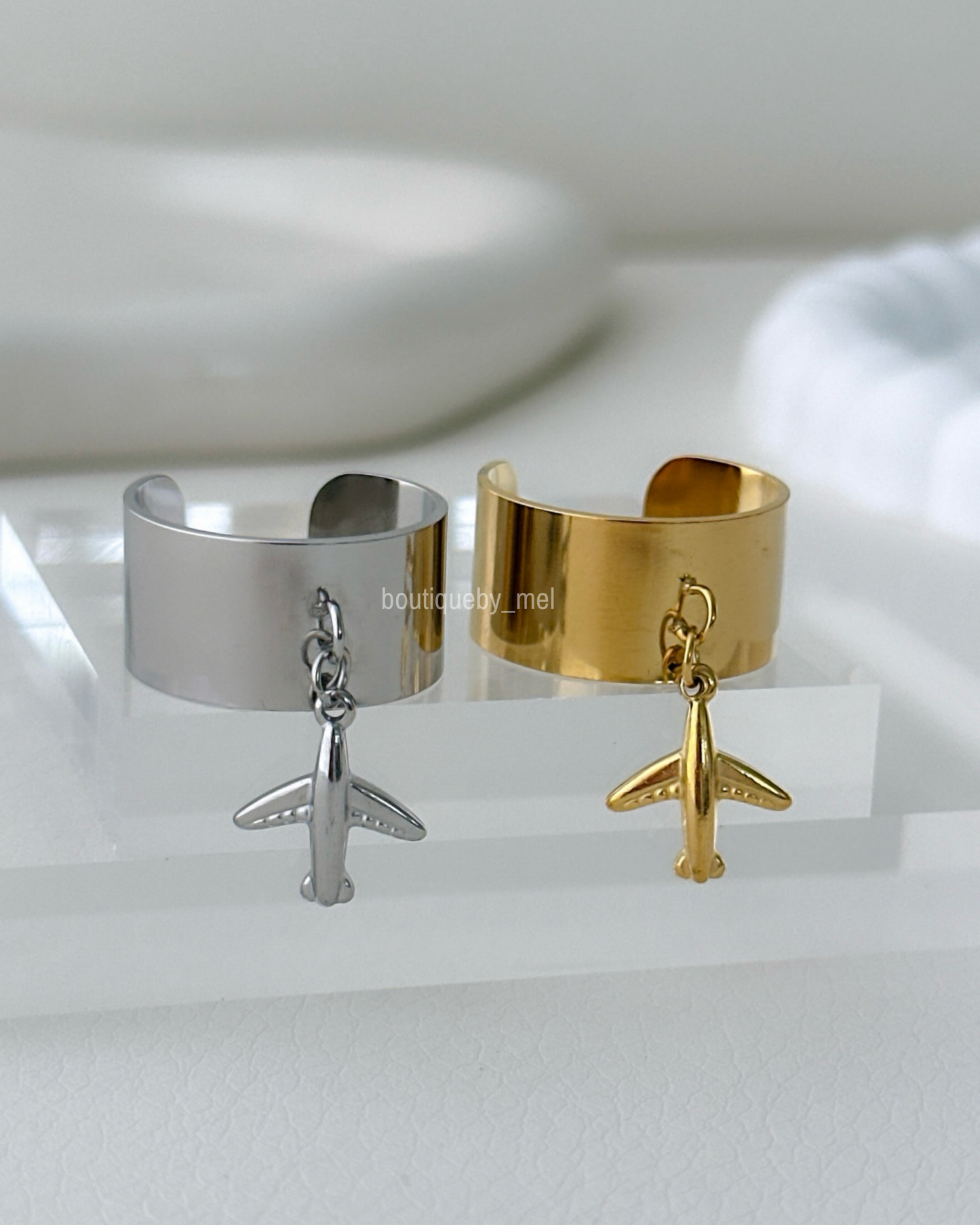 Airplane Charm Ring