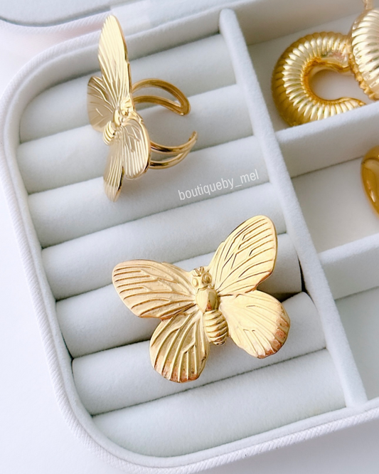 Golden Big Butterfly Ring