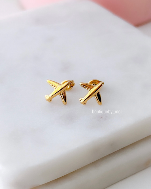 Golden Airplanes Earrings