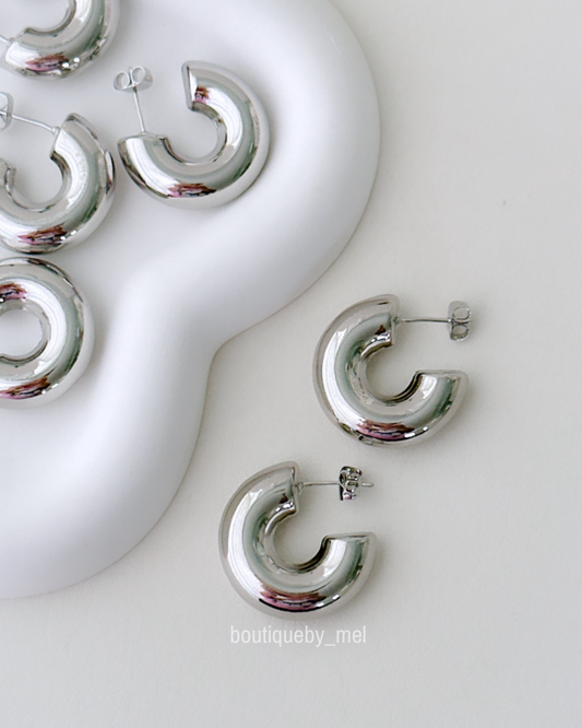 Chunky Silver Hoops