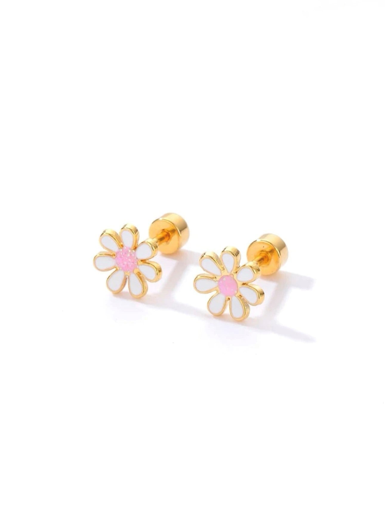 White Daisy Stud Earrings