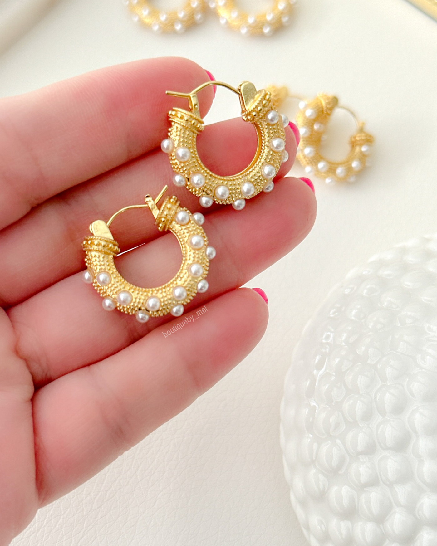 Bohemian Pearls Hoop Earrings