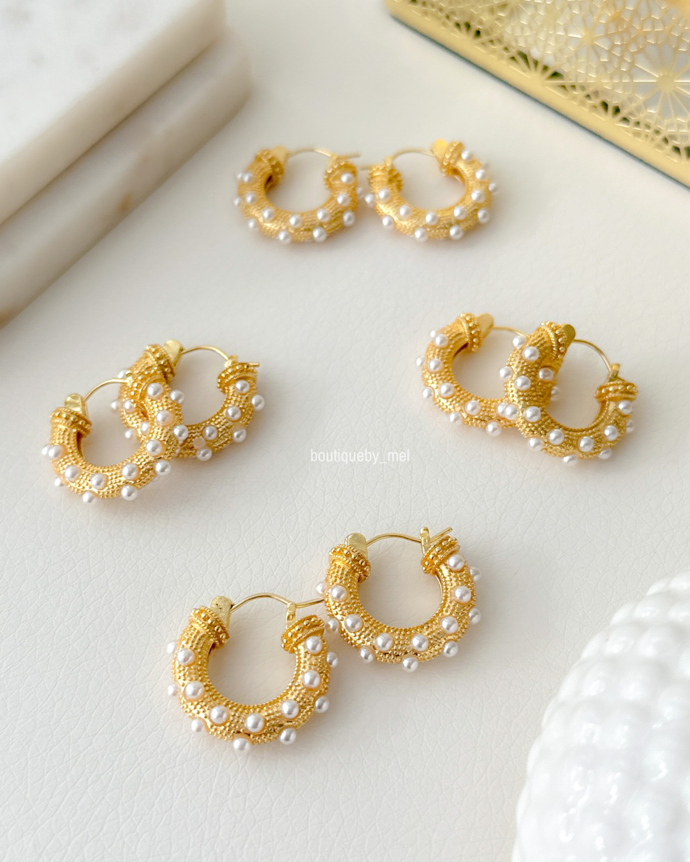 Bohemian Pearls Hoop Earrings