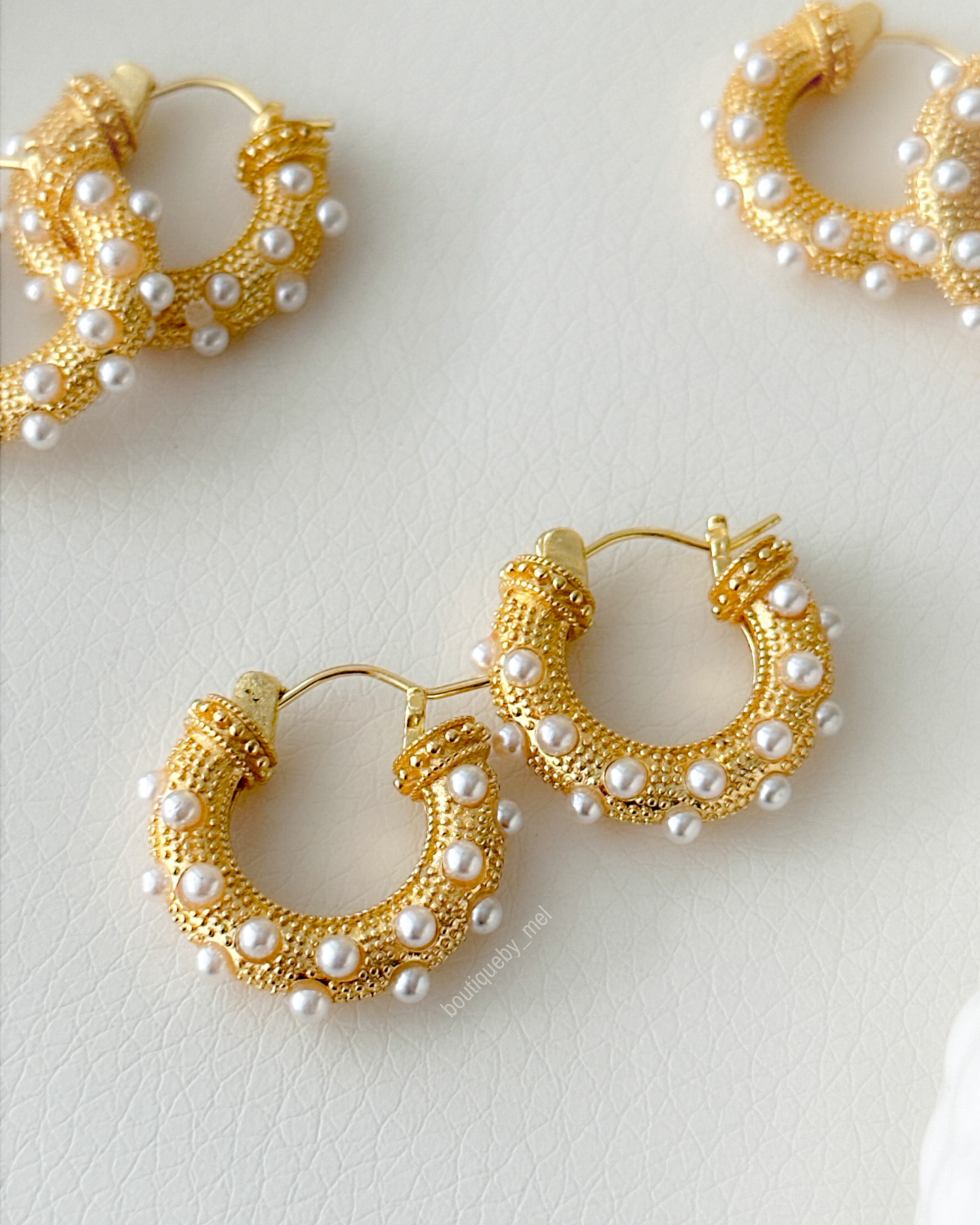 Bohemian Pearls Hoop Earrings